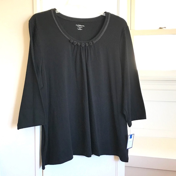 CROFT & BARROW Cotton Rosette Scoop Neck Tunic Dressy Tee Women’s Plus Size 3X - Picture 1 of 15